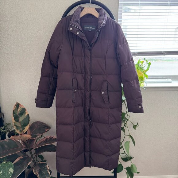 Eddie Bauer Plum Purple Down Filled Long Coat Size Small - Picture 1 of 7